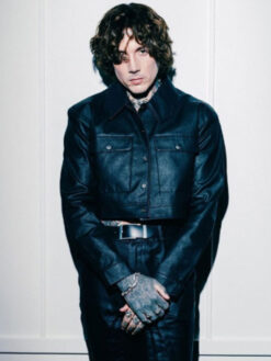 Oliver Sykes Cropped Black Leather Jacket