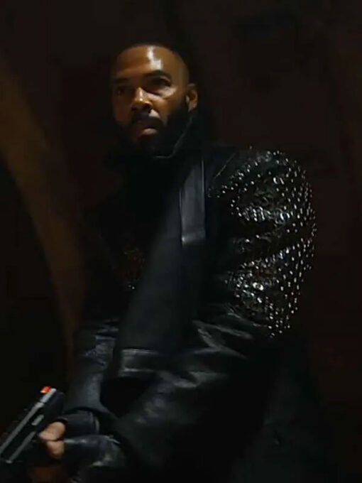 Omari Hardwick Black Leather Coat