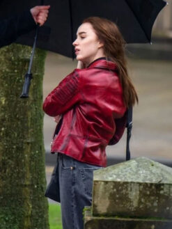 Phoebe Dynevor Red Leather Jacket