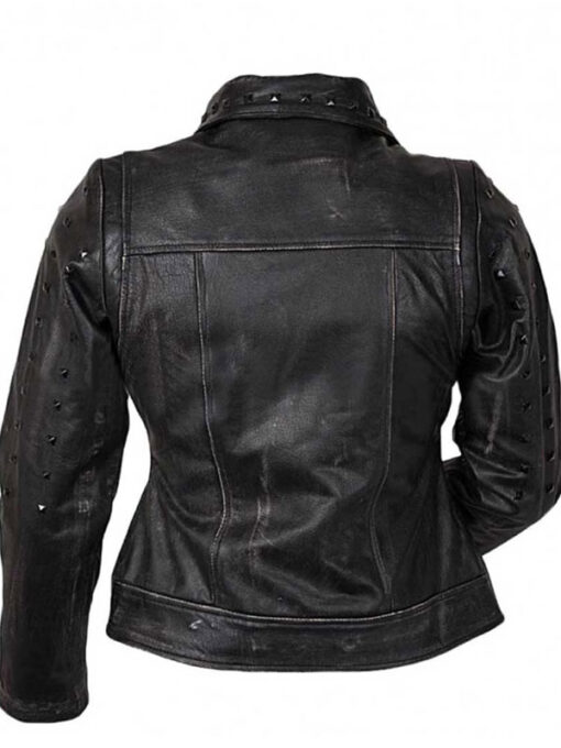 Raven Studded Black Leather Jacket