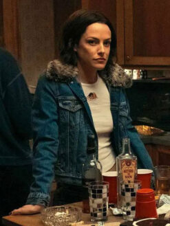 Riley Keough Shearling Blue Denim Jacket