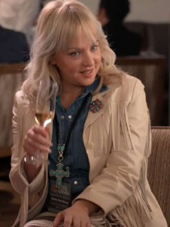 Wendi Mclendon Covey Off White Fringe Jacket