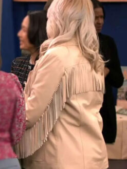 Wendi Mclendon Covey Off White Fringe Leather Jacket