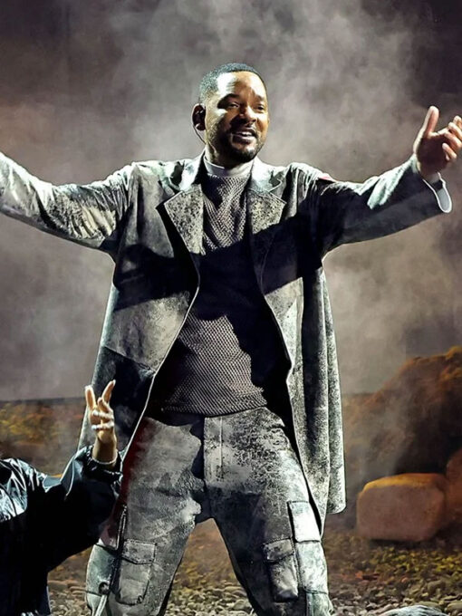 Will Smith Gray Leather Coat