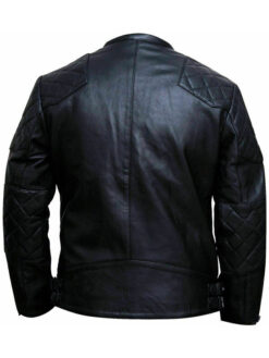 Beckham Style Quilted Black Leather Biker Jacket