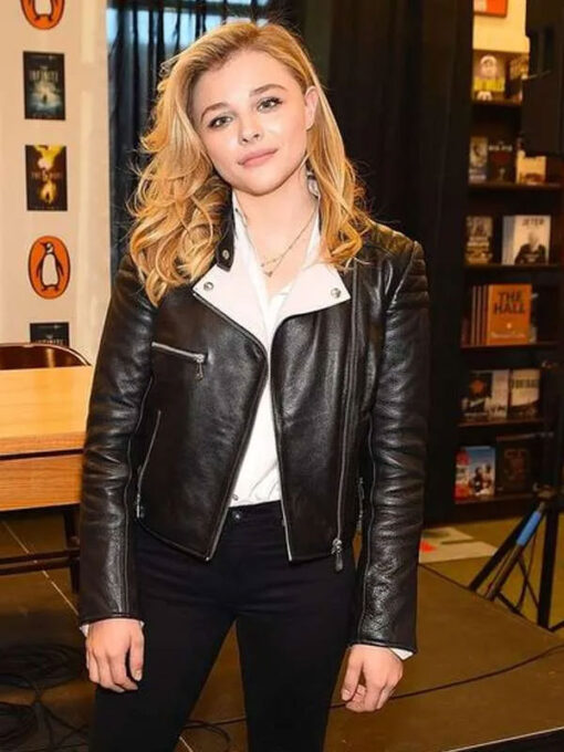 Chloe Grace Moretz Black Biker Jacket