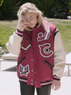 Chloe Grace Moretz Red and Off White Jacket