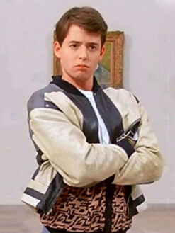 Ferris Bueller Black and Off White Leather Jacket