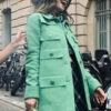 Lily Collins Green Coat