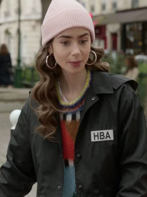 Lily Collins HBA Logo Jacket