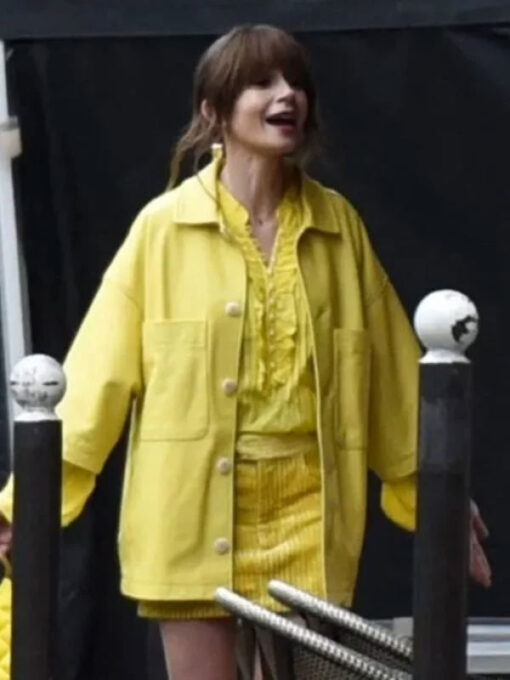 Lily Collins Oversized Cotton Jacket