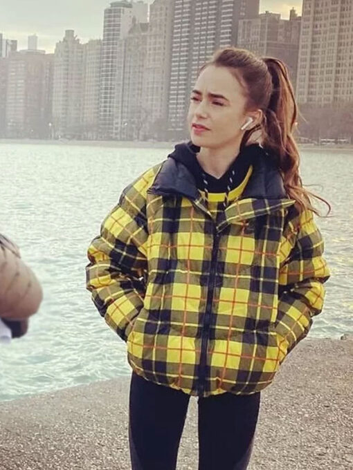 Lily Collins Plaid Jacket