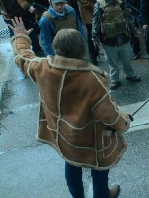 Nick Offerman Shearling Brown Leather Coat