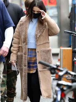 Selena Gomez Brown Coat