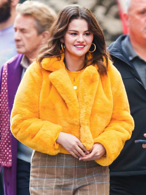 Selena Gomez Yellow Sherpa Jacket