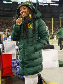 Simone Biles Green Puffer Coat