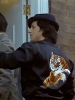 Sylvester Stallone Tiger Printed Black Bomber Jacket