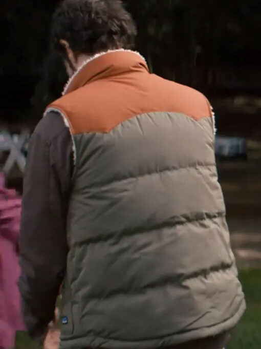 Adam Brody Shearling Orange and Green Vest