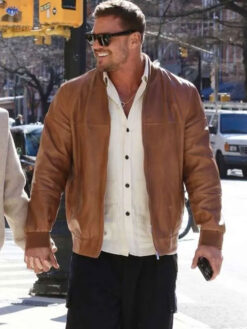 Alan Ritchson Brown Leather Jacket