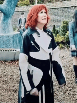 Delia Deetz Black and White Coat