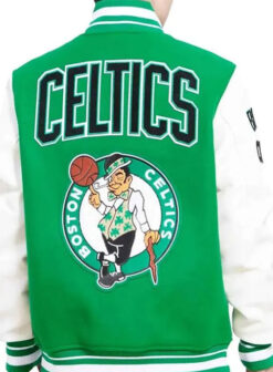 Boston Celtics Basketball Team Green and White Varsity Jacket