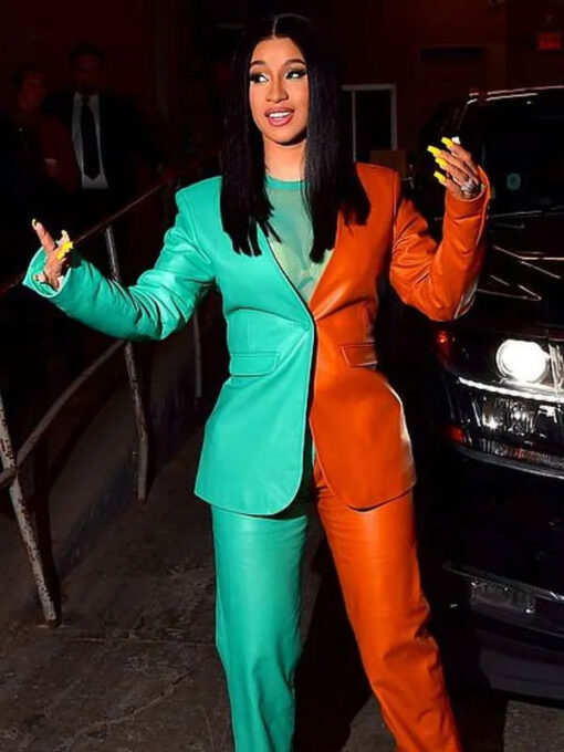 Cardi B Green and Suit