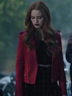 Cheryl Blossom Red Leather Biker Jacket