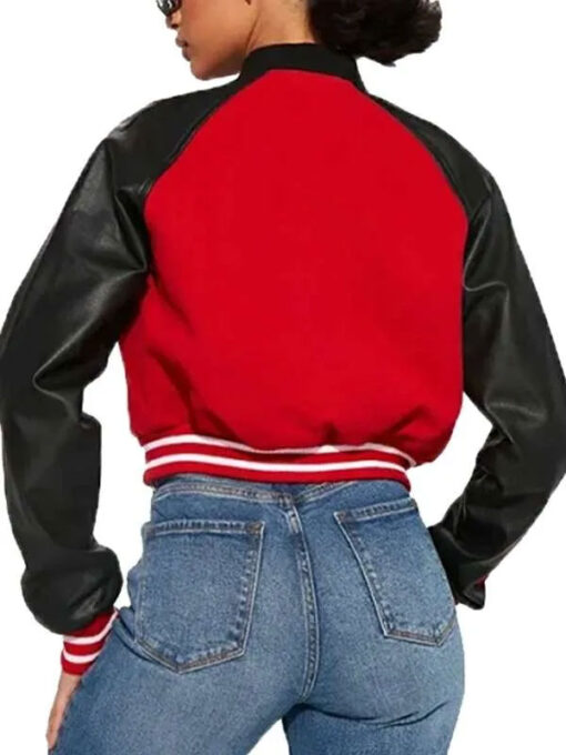 Chicago Bulls Cropped Red and Black Varsity Bomber Jacket