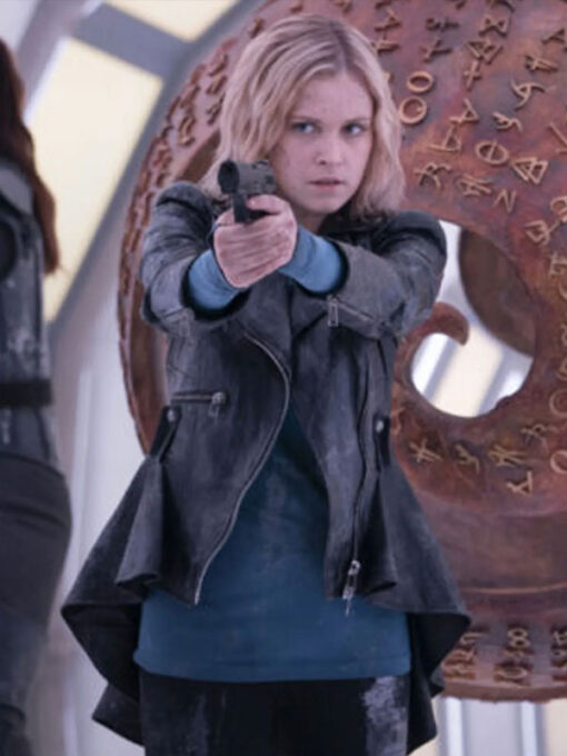 Eliza Taylor Black Leather Biker Jacket