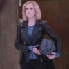 Eliza Taylor Black Leather Frock Biker Jacket