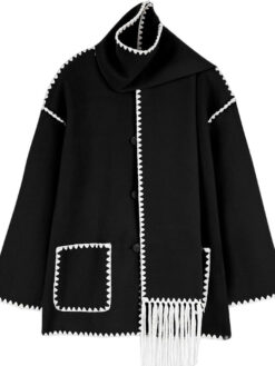 Embroidered Scarf Black Jacket