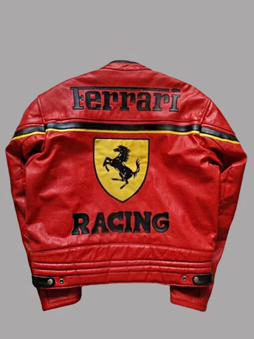 Ferrari F1 Racing Red Leather Jacket