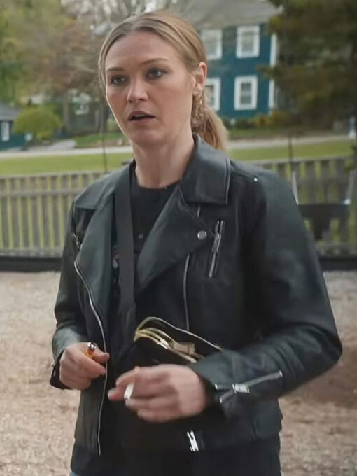 Julia Stiles Black Leather Biker Jacket