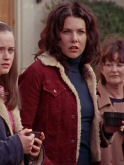 Lorelai Gilmore Shearling Maroon Denim Jacket