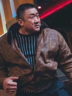 Ma Seok Do Shearling Brown Distressed Leather Jacket