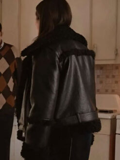 Mabel Mora Shearling Black Leather Jacket