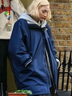 Rita Shearling Blue Hooded Jacket