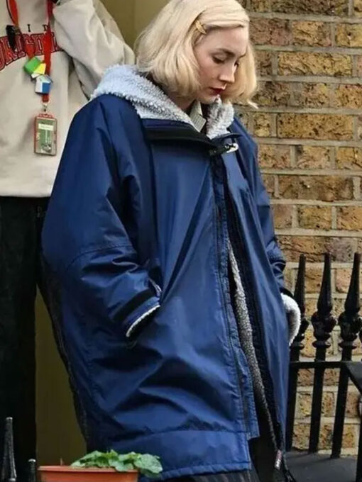 Rita Shearling Blue Hooded Jacket