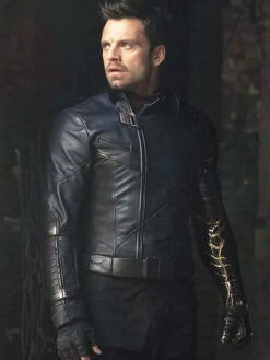 Sebastian Stan Black Leather Jacket