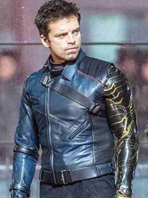 Sebastian Stan Costume Black Leather Jacket