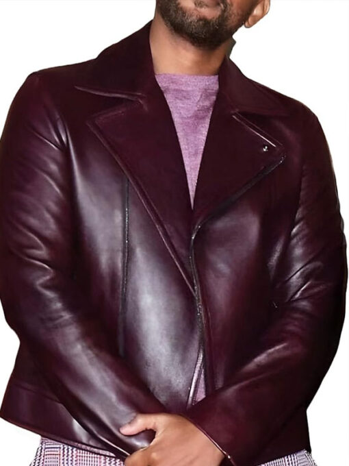 Will Smith Promotion Maroon Leather Jacket