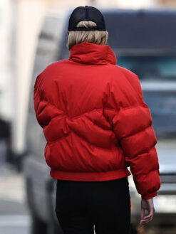 Elizabeth Debicki Red Puffer Jacket