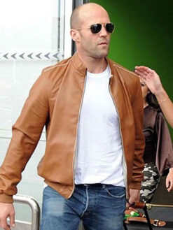 Jason Statham Brown Leather Bomber Jacket