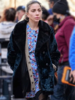 Joker Lady Gaga Shearling Black Coat