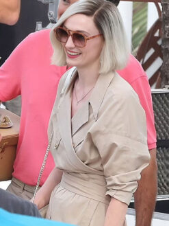 Sophie Turner Beige Cotton Coat