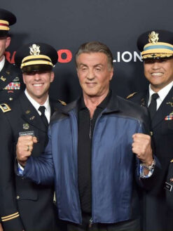 Sylvester Stallone Blue and Black Leather Jacket