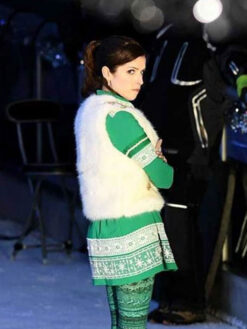 Anna Kendrick White Fur Vest