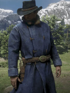 Arthur Morgan Blue Wool Trench Coat