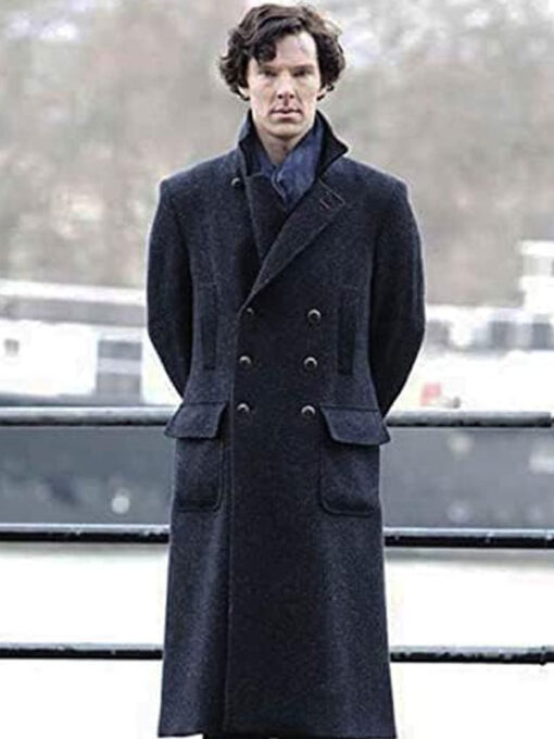 Benedict Cumberbatch Black Wool Trench Coat