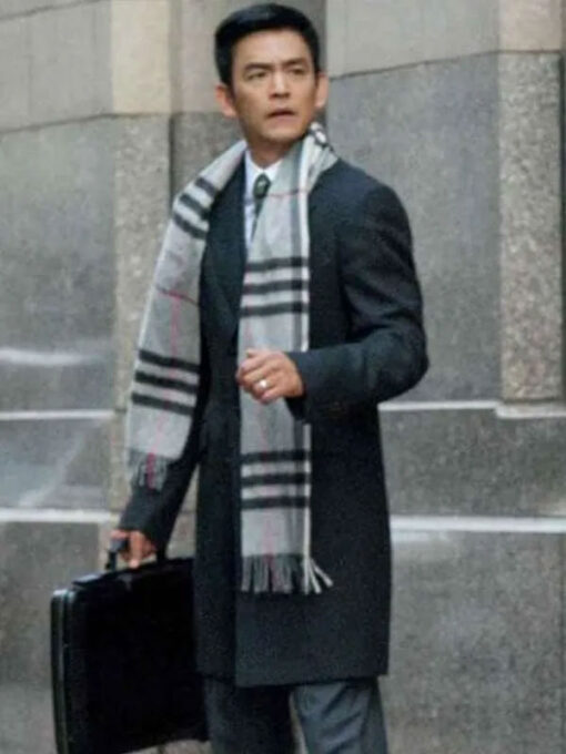 John Cho Black Wool Coat